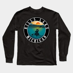 Bills Lake Kayaking Michigan Sunset Long Sleeve T-Shirt